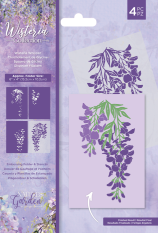 Crafter's Companion Wisteria Collection Embossing Folder & Stencil Wisteria Whisper (NG-WC-EF5-WWHIS)