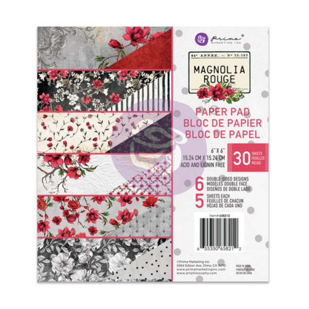 Prima Marketing Inc Magnolia Rouge 6x6 Inch Paper Pad (658212) Prima Marketing Inc Magnolia Rouge 6x6 Inch Paper Pad (658212)