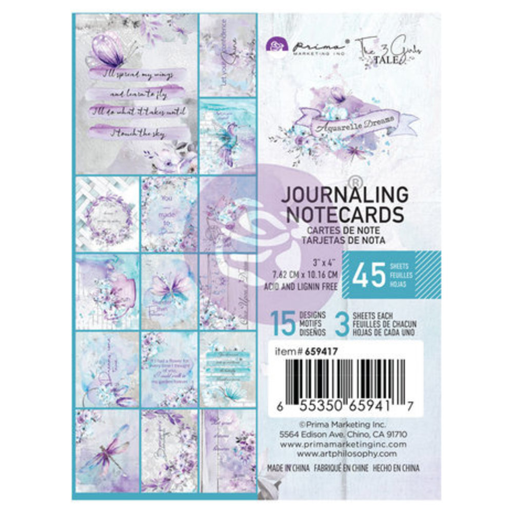 Prima Marketing Inc Aquarelle Dreams 3x4 Inch Journaling Cards (659417) Prima Marketing Inc Aquarelle Dreams 3x4 Inch Journaling Cards (659417)