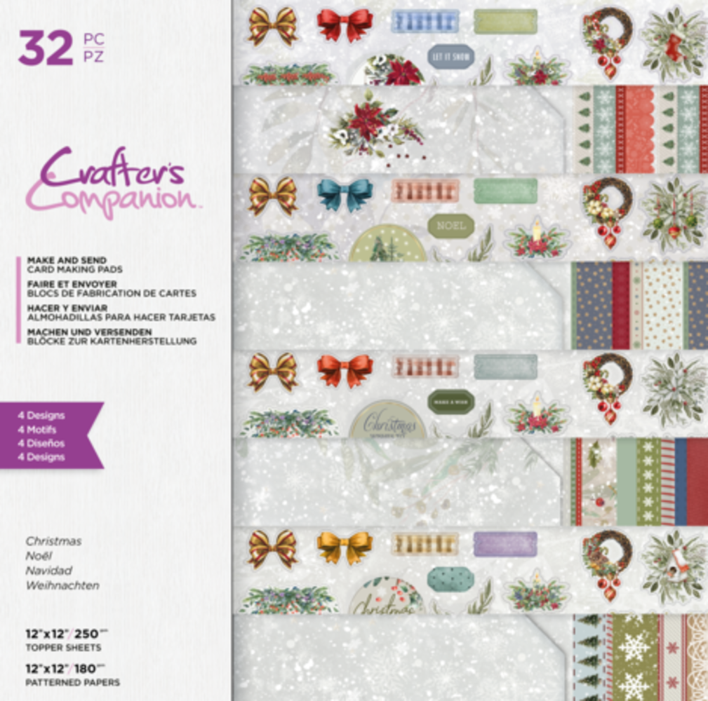 Crafter's Companion Make and Send Christmas 12x12 Inch Card Making Pad (CC-PAD12-MAS-XMAS)