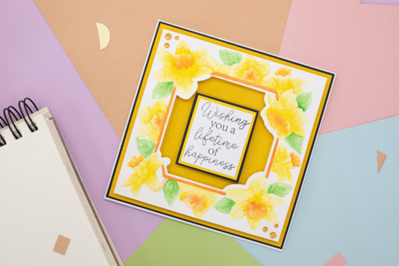 Gemini Floral Frame Cut and Embossing Folder Dancing Daffodils (GEM-CEF5-DADAFF)
