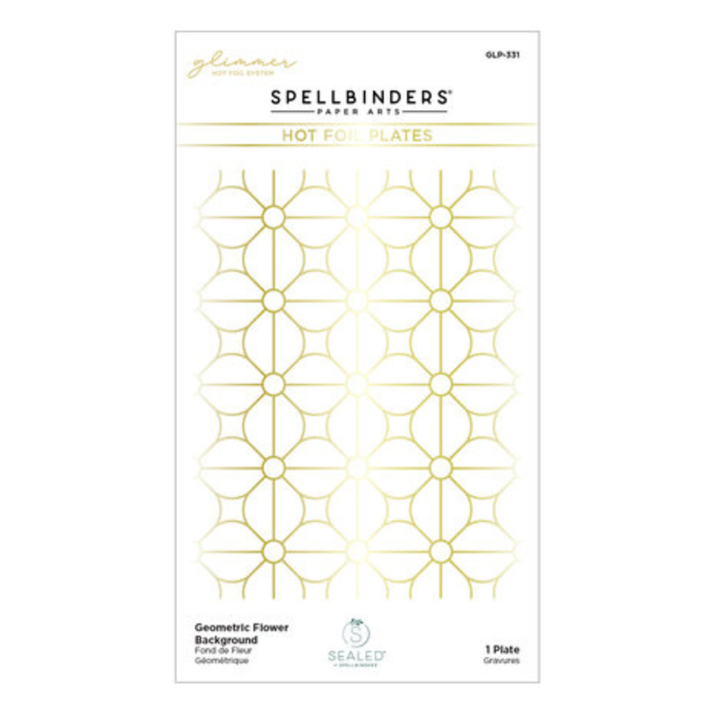 Spellbinders Sealed Geometric Flower Background Glimmer Hot Foil Plate (GLP-331) Spellbinders Sealed Geometric Flower Background Glimmer Hot Foil Plate (GLP-331)
