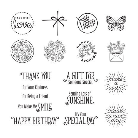 Spellbinders Floral Reflection Sentiments Clear Stamp (STP-162)