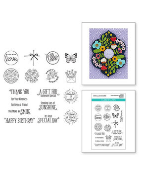 Spellbinders Floral Reflection Sentiments Clear Stamp (STP-162)