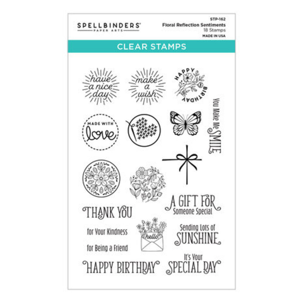 Spellbinders Floral Reflection Sentiments Clear Stamp (STP-162)