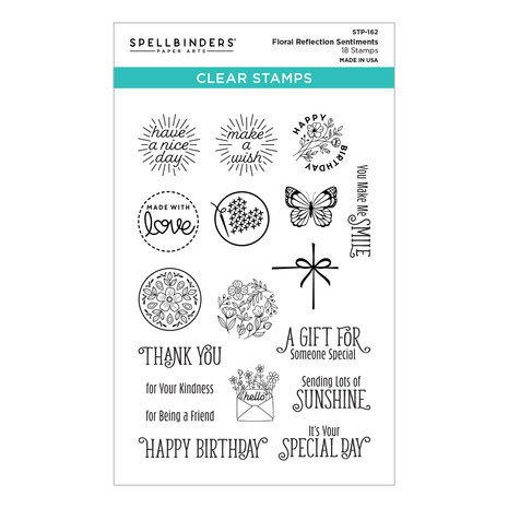 Spellbinders Floral Reflection Sentiments Clear Stamp (STP-162)