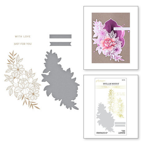 Spellbinders Floral Reflection Glimmering Just for You Glimmer Hot Foil Plate & Die Set (GLP-366)