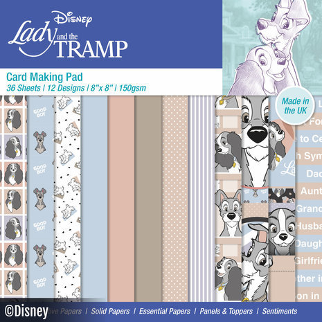 Disney Lady & The Tramp 8x8 Inch Card Making Pad (DYP0070) Disney Lady & The Tramp 8x8 Inch Card Making Pad (DYP0070)