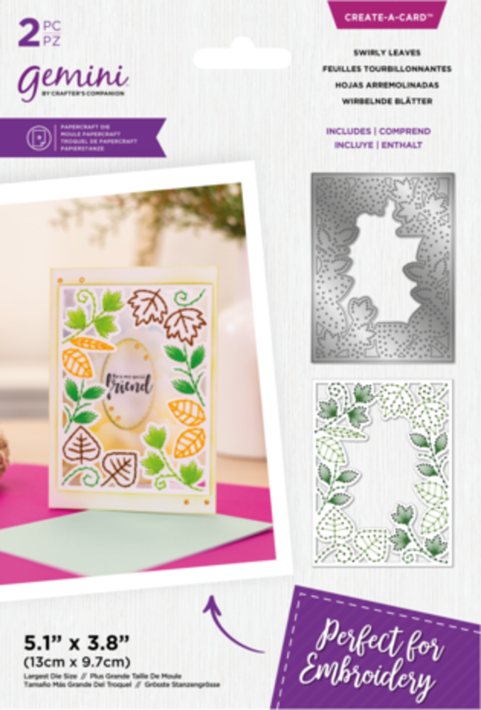 Gemini Embroidery Frame Swirly Leaves Create-a-Card Dies (GEM-MD-CAD-SWLE) Gemini Embroidery Frame Swirly Leaves Create-a-Card Dies (GEM-MD-CAD-SWLE)