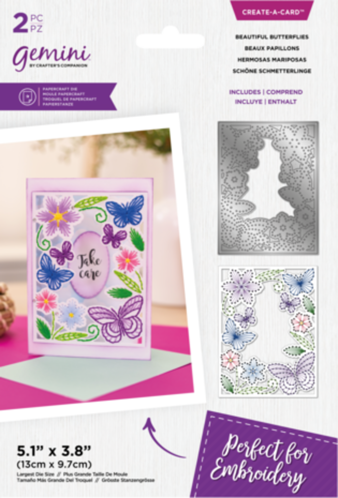 Gemini Embroidery Frame Beautiful Butterflies Create-a-Card Dies (GEM-MD-CAD-BEBU)