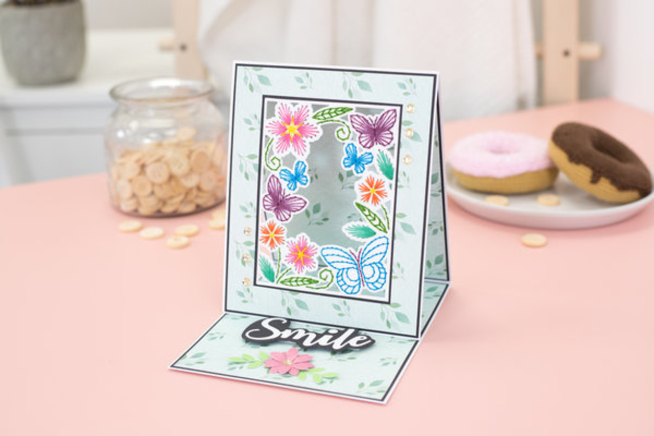 Gemini Embroidery Frame Beautiful Butterflies Create-a-Card Dies (GEM-MD-CAD-BEBU)