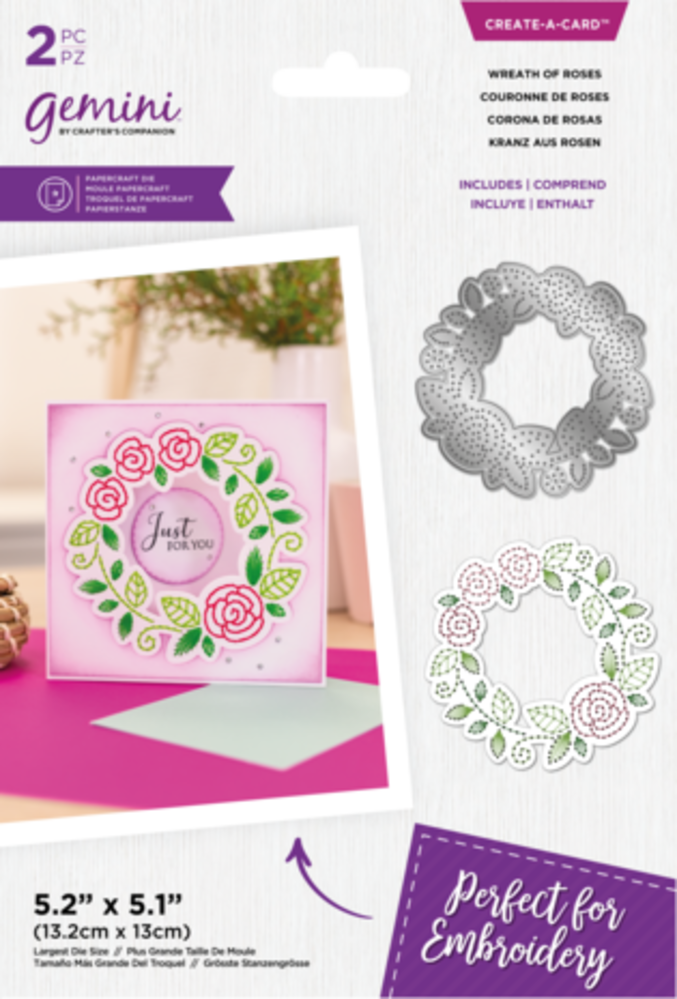 Gemini Embroidery Frame Wreath of Roses Create-a-Card Dies (GEM-MD-CAD-WROR) Gemini Embroidery Frame Wreath of Roses Create-a-Card Dies (GEM-MD-CAD-WROR)