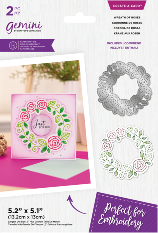 Gemini Embroidery Frame Wreath of Roses Create-a-Card Dies (GEM-MD-CAD-WROR) Gemini Embroidery Frame Wreath of Roses Create-a-Card Dies (GEM-MD-CAD-WROR)