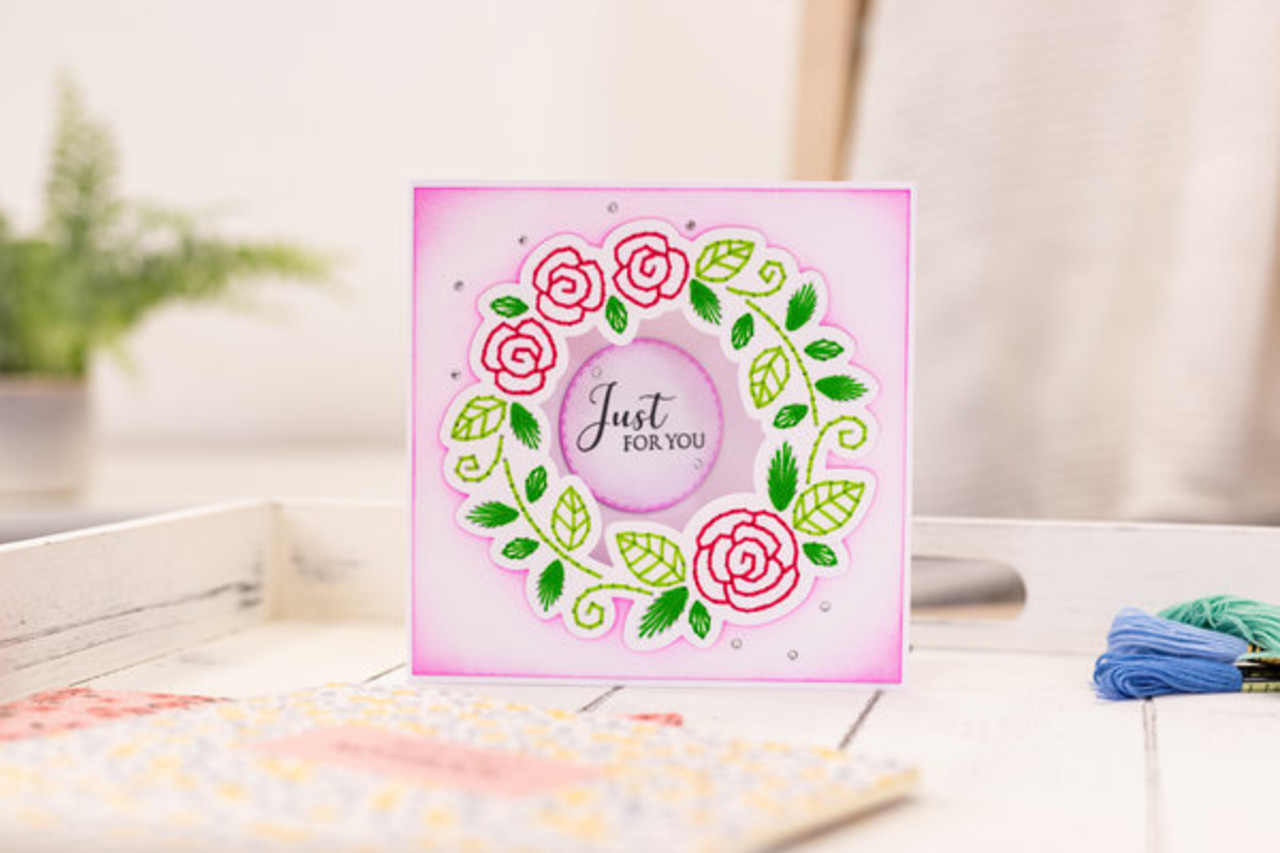 Gemini Embroidery Frame Wreath of Roses Create-a-Card Dies (GEM-MD-CAD-WROR) Gemini Embroidery Frame Wreath of Roses Create-a-Card Dies (GEM-MD-CAD-WROR)