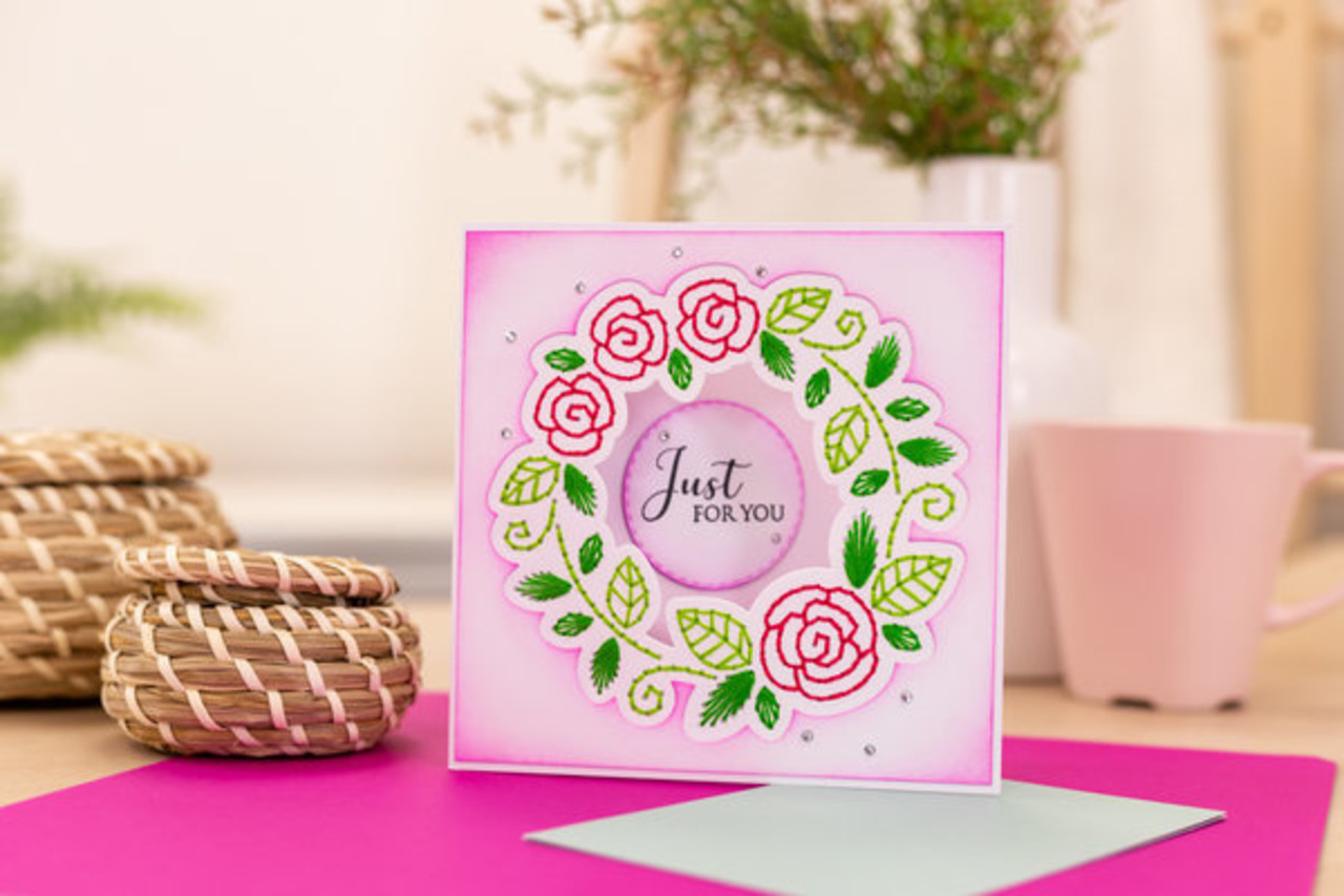 Gemini Embroidery Frame Wreath of Roses Create-a-Card Dies (GEM-MD-CAD-WROR) Gemini Embroidery Frame Wreath of Roses Create-a-Card Dies (GEM-MD-CAD-WROR)