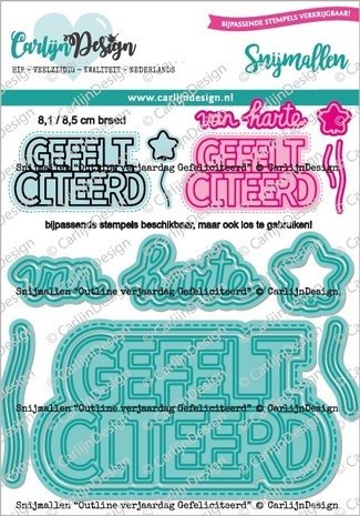 Carlijn Design Snijmallen Outline Verjaardag Gefeliciteerd (CDSN-0199) Carlijn Design Snijmallen Outline Verjaardag Gefeliciteerd (CDSN-0199)