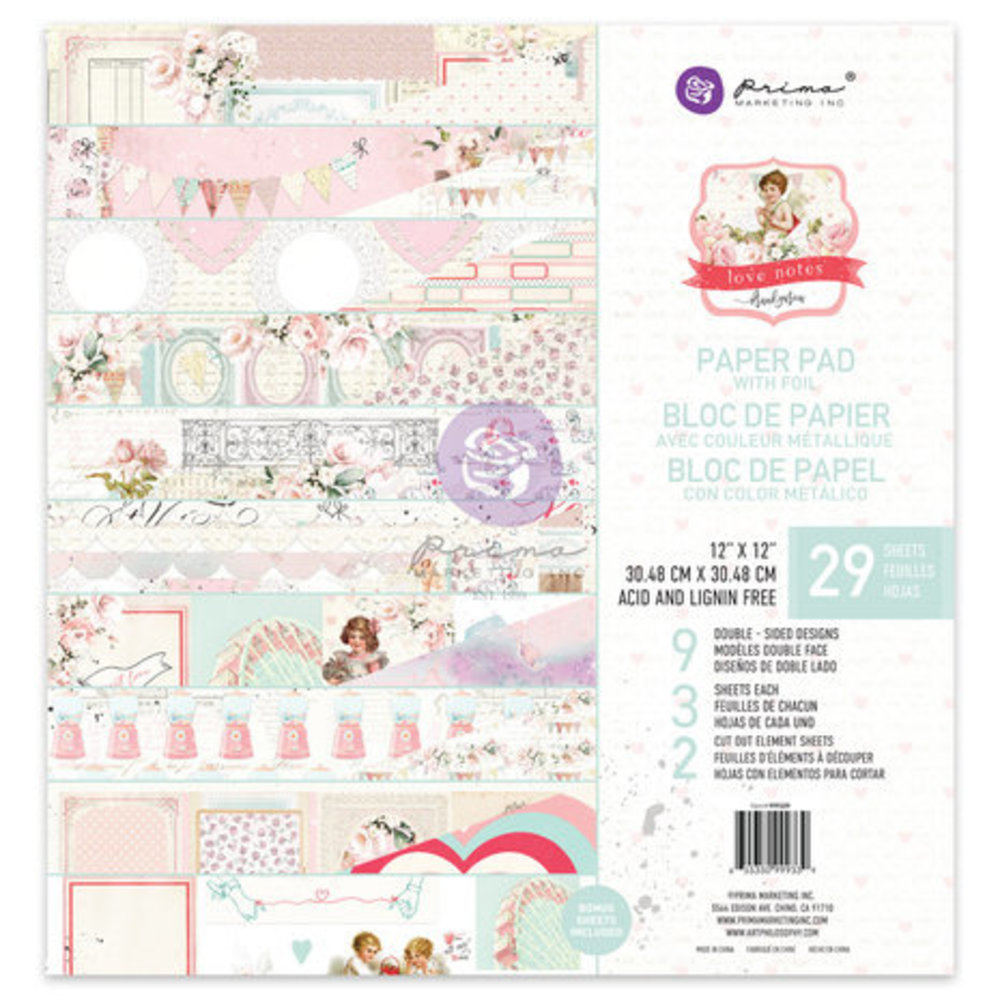 Prima Marketing Inc Love Notes 12x12 Inch Paper Pad (999339) Prima Marketing Inc Love Notes 12x12 Inch Paper Pad (999339)
