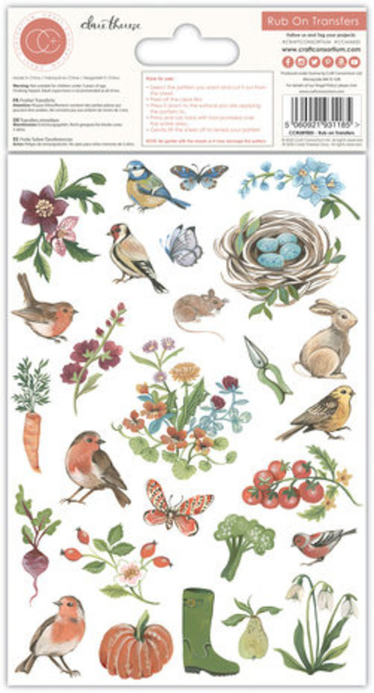 Craft Consortium Little Robin Redbreast Rub-on Transfers (CCRUBT005)