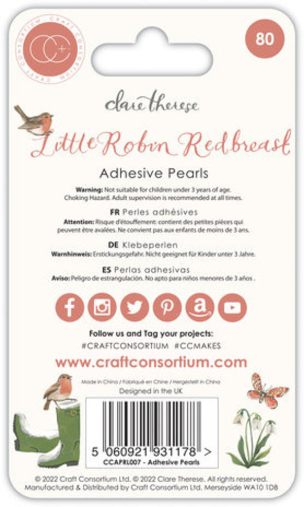 Craft Consortium Little Robin Redbreast Adhesive Pearls (CCAPRL007) Craft Consortium Little Robin Redbreast Adhesive Pearls (CCAPRL007)