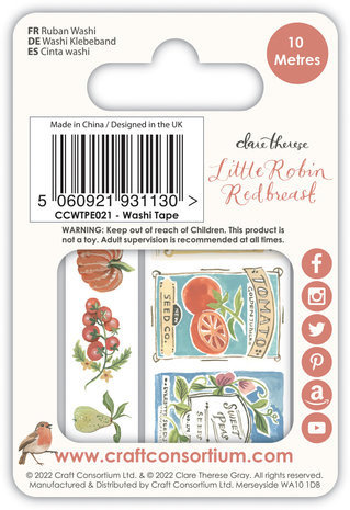 Craft Consortium Little Robin Redbreast Washi Tape (CCWTPE021) Craft Consortium Little Robin Redbreast Washi Tape (CCWTPE021)