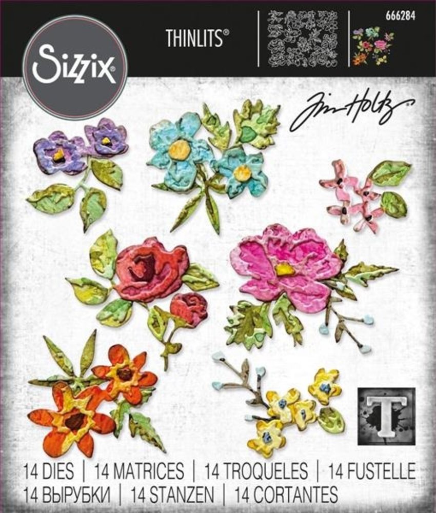 Sizzix Thinlits Die Set Brushstroke Flowers Mini (666284)