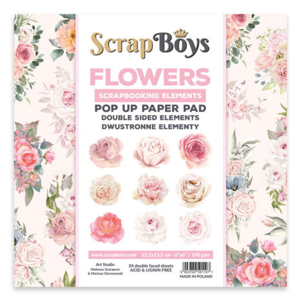 ScrapBoys Flowers 6x6 Inch Pop Up Paper Pad (POPFL-01)