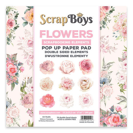 ScrapBoys Flowers 6x6 Inch Pop Up Paper Pad (POPFL-01)