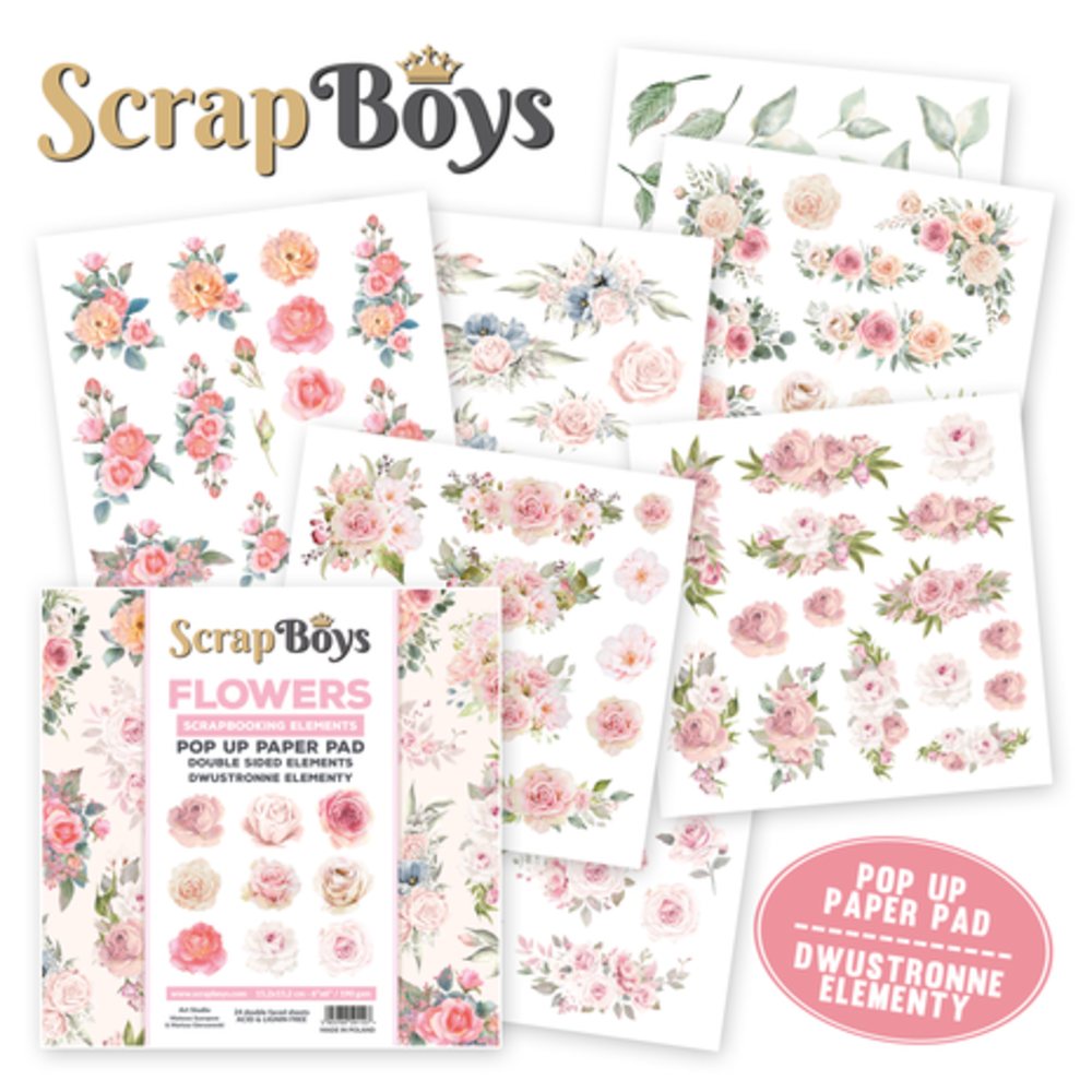 ScrapBoys Flowers 6x6 Inch Pop Up Paper Pad (POPFL-01)