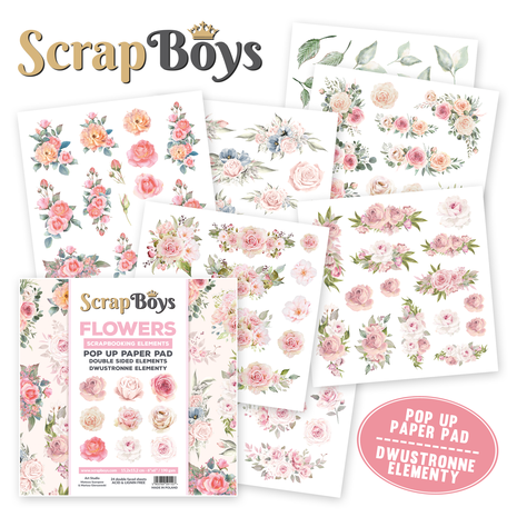 ScrapBoys Flowers 6x6 Inch Pop Up Paper Pad (POPFL-01)