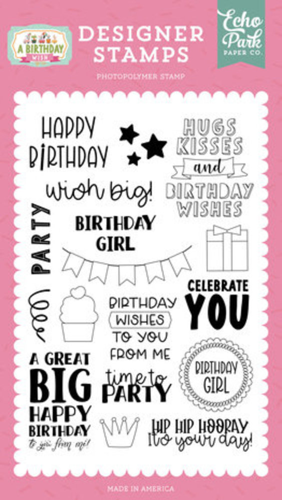Echo Park A Birthday Wish Girl Wish Big Clear Stamps (BWG296044)