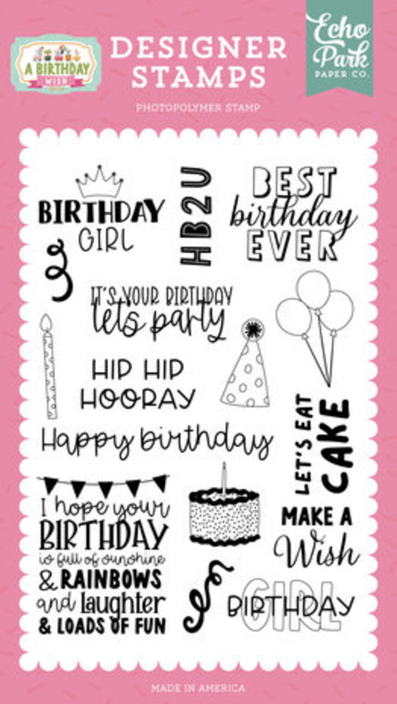 Echo Park A Birthday Wish Girl HB2U Clear Stamps (BWG296045) Echo Park A Birthday Wish Girl HB2U Clear Stamps (BWG296045)