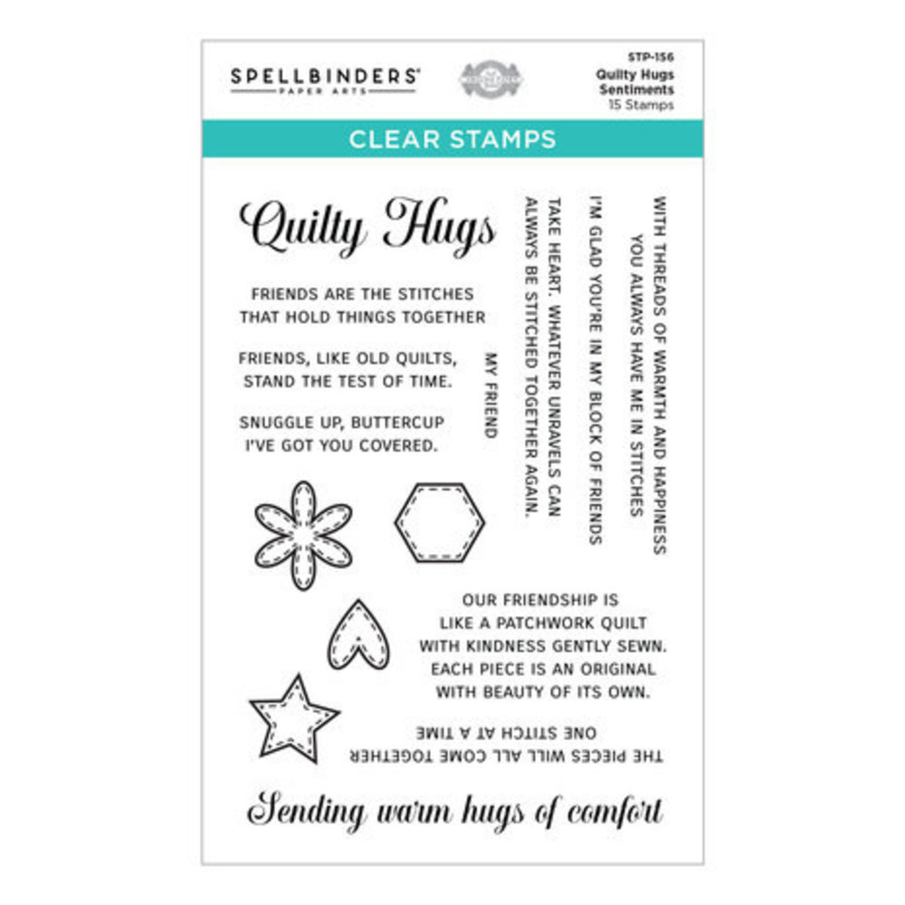 Spellbinders Home Seet Quilt Quilty Hugs Sentiments Clear Stamp (STP-156)