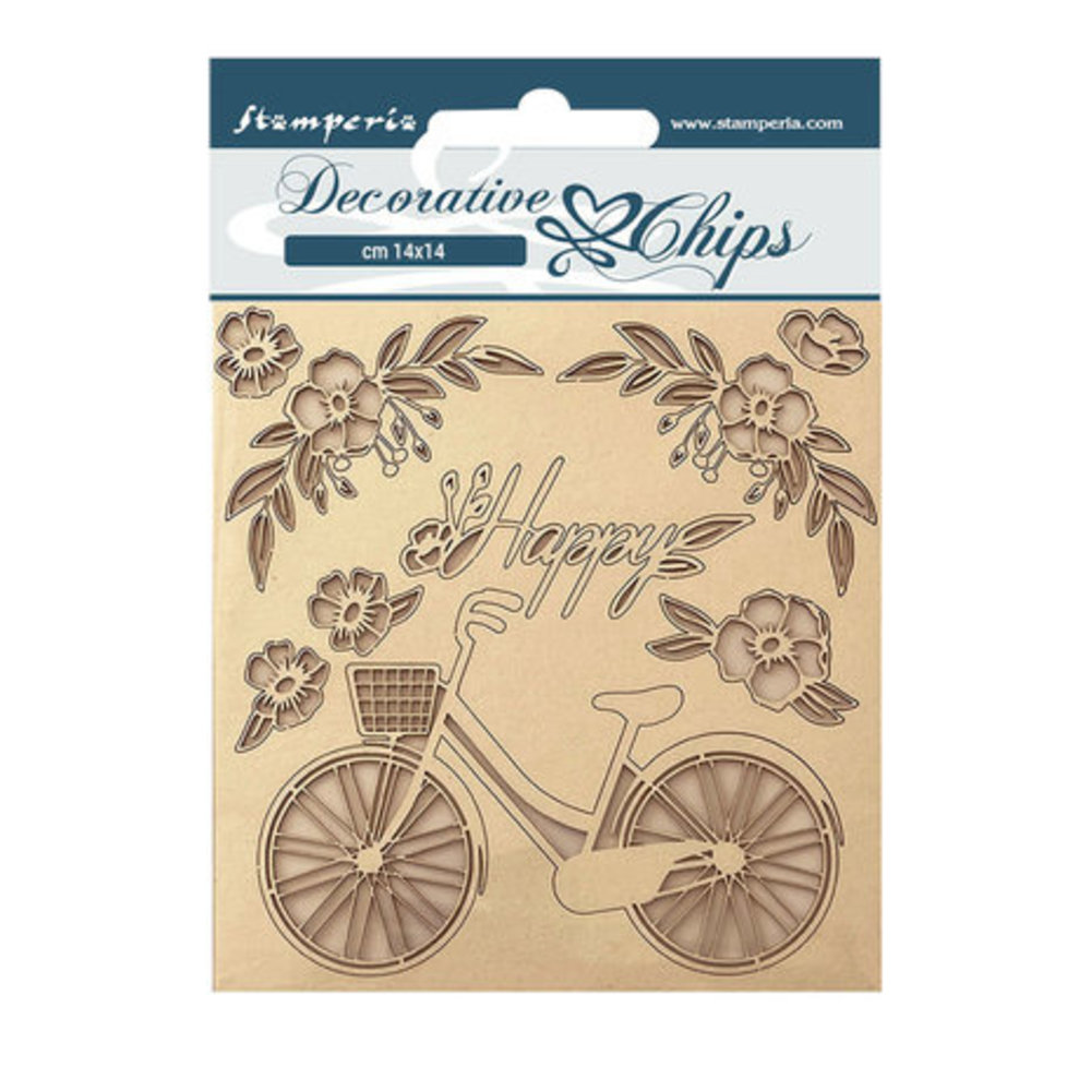 Stamperia Create Happiness Welcome Home Decorative Chips Bicycle (SCB157) Stamperia Create Happiness Welcome Home Decorative Chips Bicycle (SCB157)