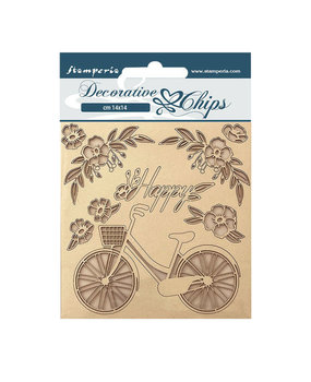Stamperia Create Happiness Welcome Home Decorative Chips Bicycle (SCB157) Stamperia Create Happiness Welcome Home Decorative Chips Bicycle (SCB157)