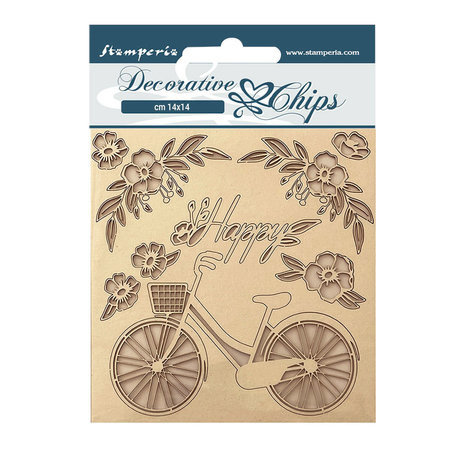 Stamperia Create Happiness Welcome Home Decorative Chips Bicycle (SCB157) Stamperia Create Happiness Welcome Home Decorative Chips Bicycle (SCB157)