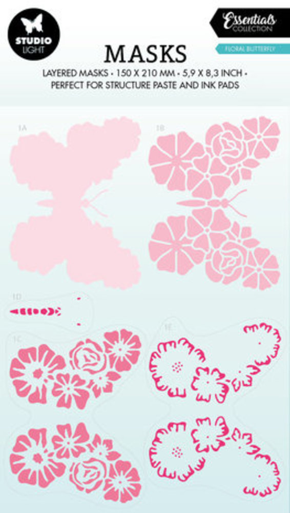 Studio Light Essentials Floral Butterfly A5 Masking Stencil (SL-ES-MASK170)