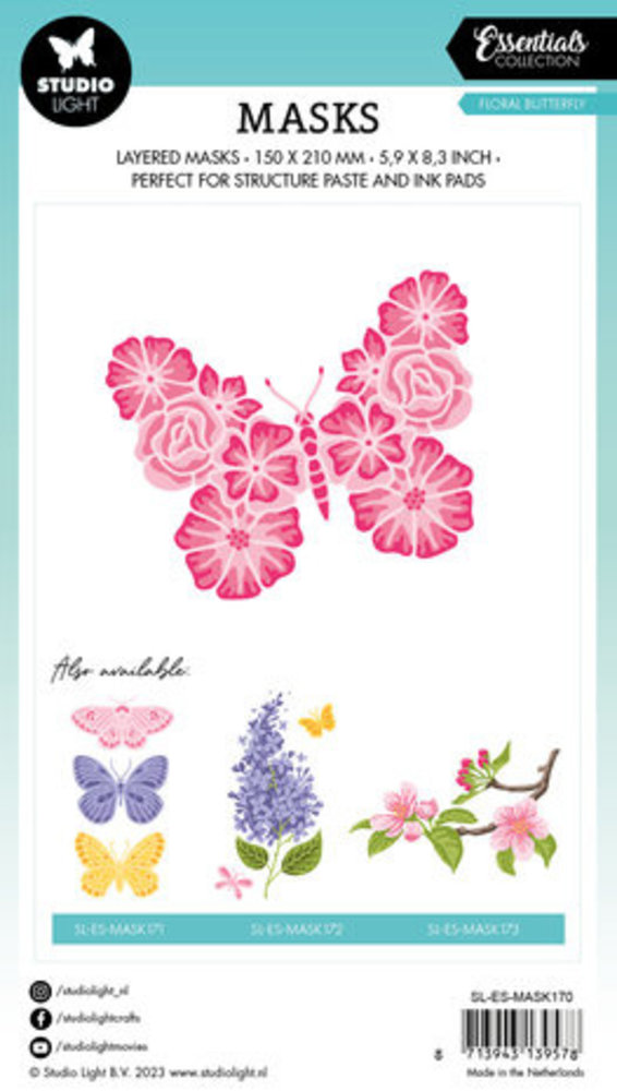 Studio Light Essentials Floral Butterfly A5 Masking Stencil (SL-ES-MASK170)