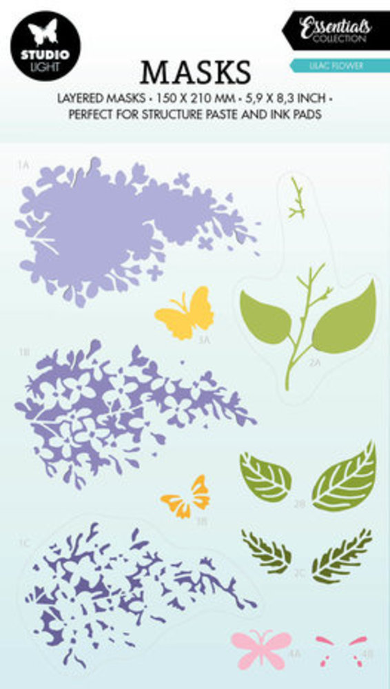 Studio Light Essentials Lilac Flower A5 Masking Stencil (SL-ES-MASK172) Studio Light Essentials Lilac Flower A5 Masking Stencil (SL-ES-MASK172)