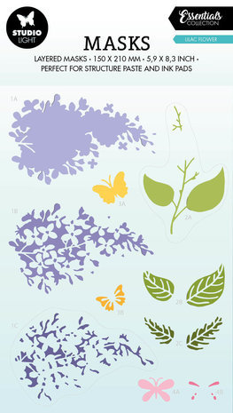 Studio Light Essentials Lilac Flower A5 Masking Stencil (SL-ES-MASK172) Studio Light Essentials Lilac Flower A5 Masking Stencil (SL-ES-MASK172)