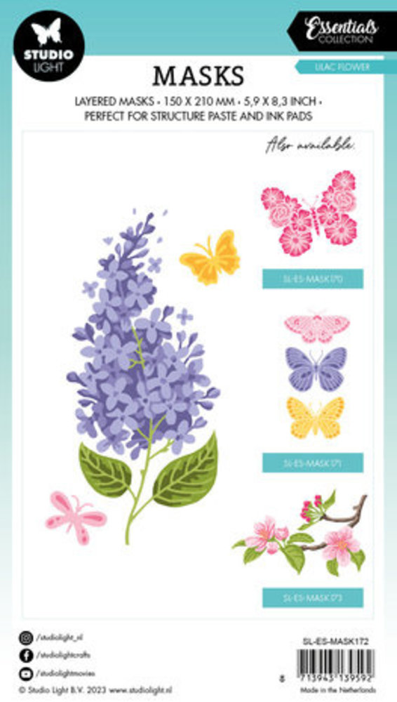 Studio Light Essentials Lilac Flower A5 Masking Stencil (SL-ES-MASK172) Studio Light Essentials Lilac Flower A5 Masking Stencil (SL-ES-MASK172)