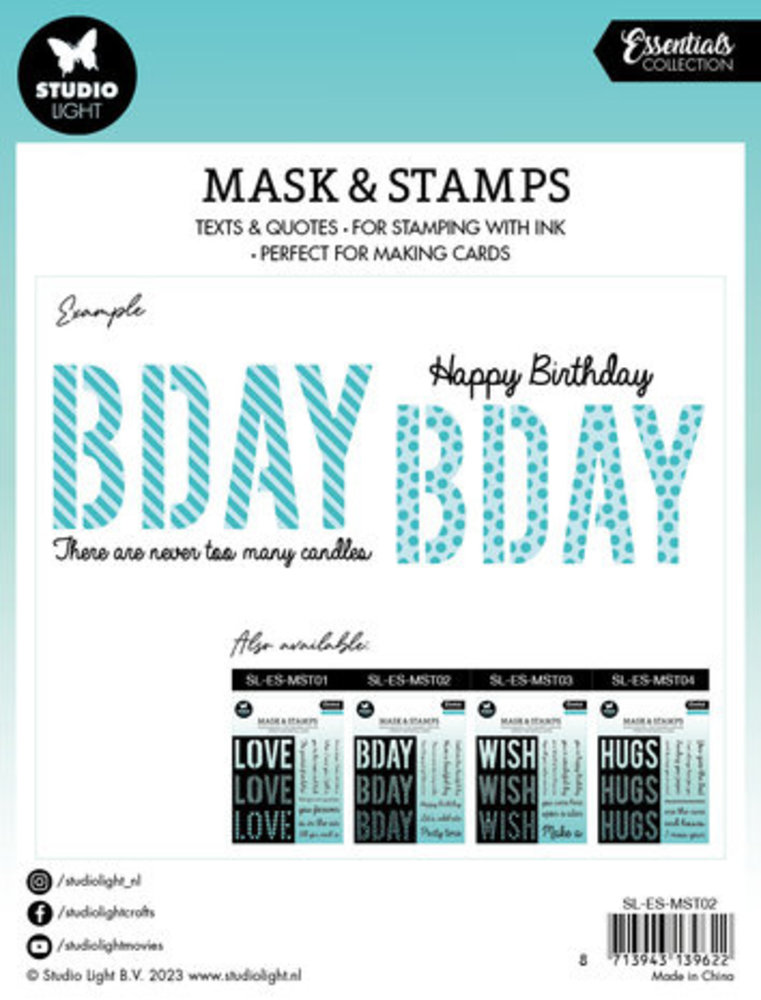 Studio Light Essentials Bday Sentiments Mask & Stamp (SL-ES-MST02) Studio Light Essentials Bday Sentiments Mask & Stamp (SL-ES-MST02)