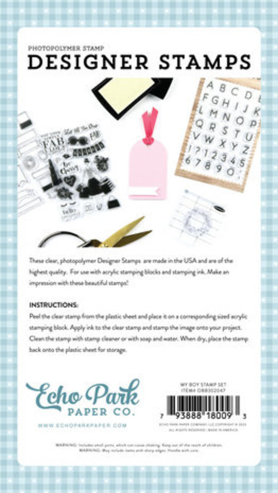 Echo Park Our Baby Boy My Boy Clear Stamps (OBB302047)