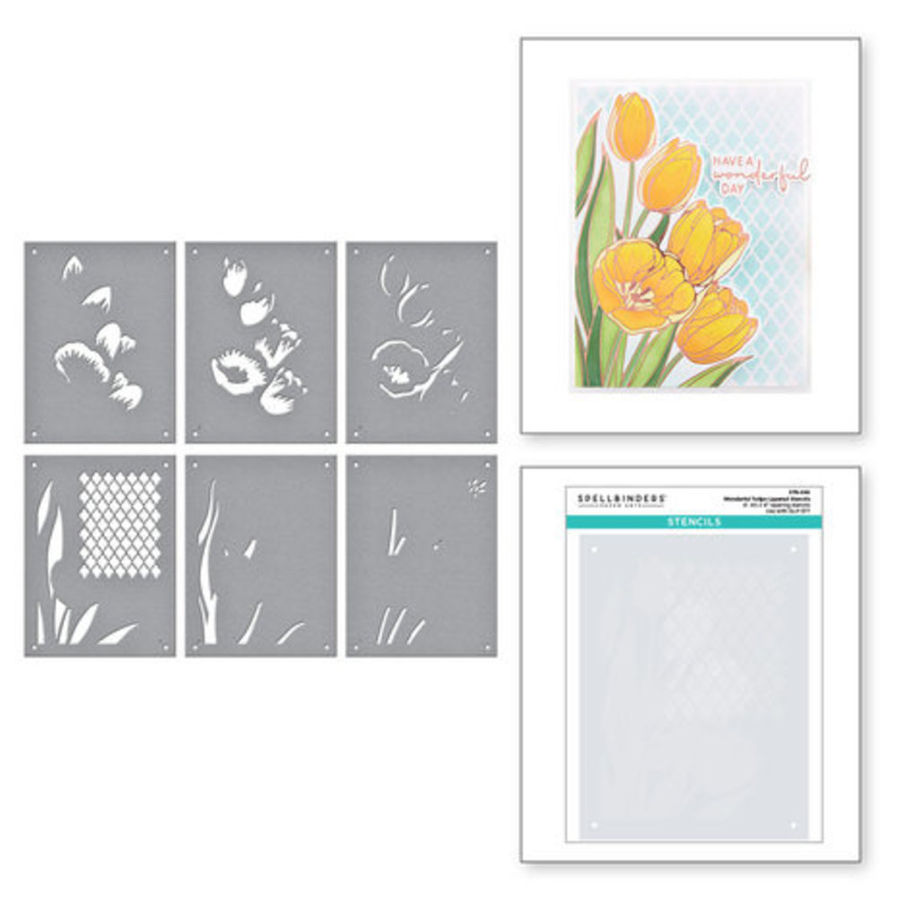 Spellbinders Four Petal Wonderful Tulips Stencils (STN-045)