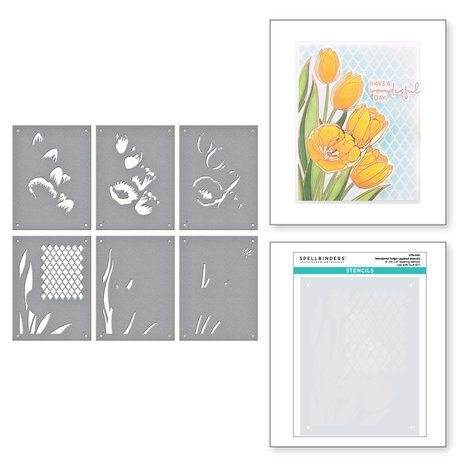 Spellbinders Four Petal Wonderful Tulips Stencils (STN-045)