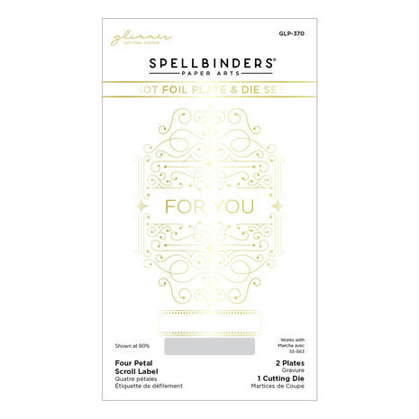Spellbinders Four Petal Scroll Label Glimmer Hot Foil Plate & Die Set (GLP-370) Spellbinders Four Petal Scroll Label Glimmer Hot Foil Plate & Die Set (GLP-370)
