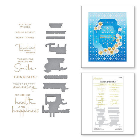Spellbinders Four Petal Making Me Smile Sentiments Glimmer Hot Foil Plate & Die Set (GLP-379) Spellbinders Four Petal Making Me Smile Sentiments Glimmer Hot Foil Plate & Die Set (GLP-379)