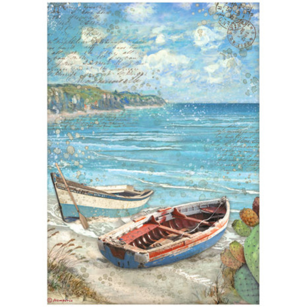 Stamperia Blue Dream Boats Rice Paper A4 (DFSA4738)