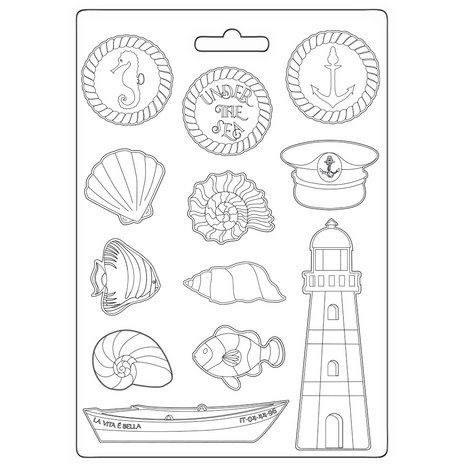 Stamperia Blue Dream Soft Mould A4 Elements (K3PTA4555)