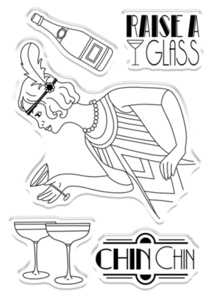 Crafter's Companion The Roaring Twenties Clear Stamp Raise a Glass (S-TRT-CA-ST-RAG)