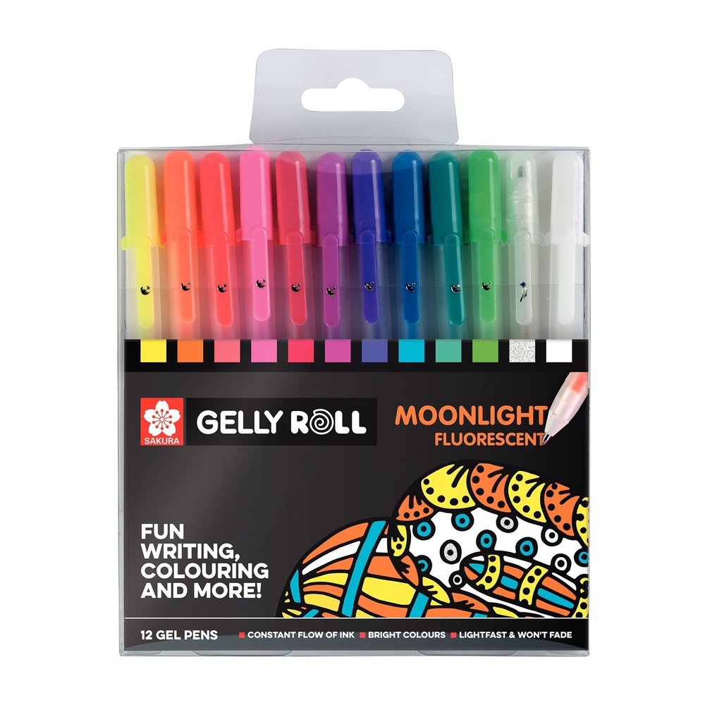 SAKURA Gelly Roll Gelpen Set Moonlight Fluorescent (POXPGBSTA12)